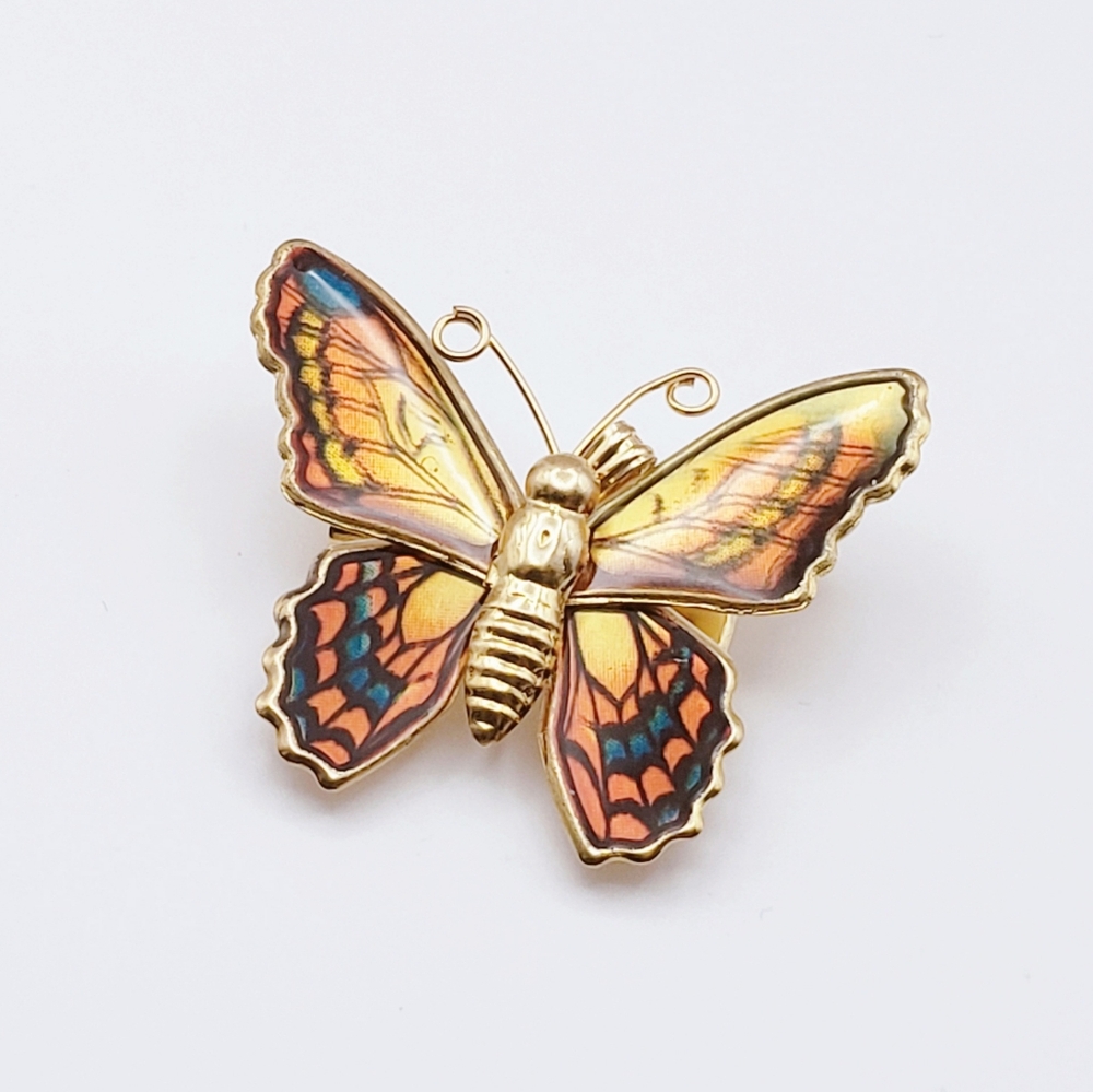 Monarch Butterfly Pendant Brooch Colorful Detailed